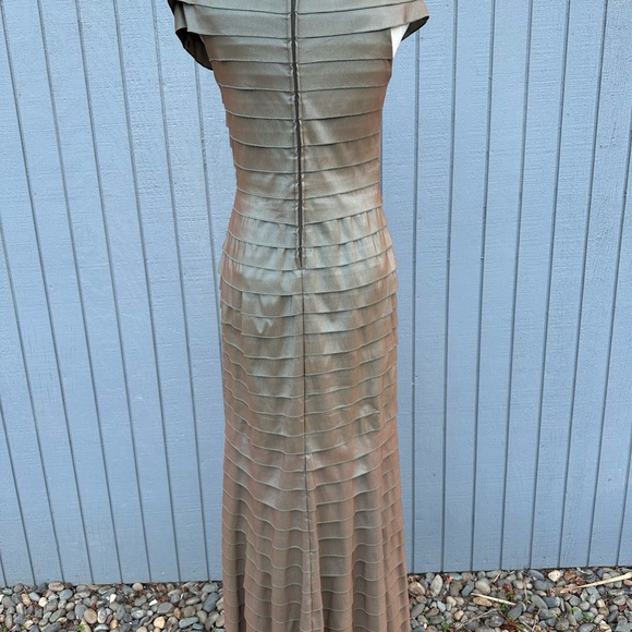 Tadashi Shoji Pleated Iridescent Evening Gown - Picture 9 of 16